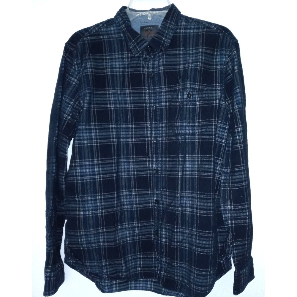 Copper Oak Legacy Mens Corduroy Shirt Large Black Plaid Outdoors Rugged